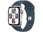 MediaMarkt Apple Watch SE 2023 GPS + Cellular 44mm Aluminiumgehäiuse, Sportarmband S/M, Silber/Sturmblau; Smartwatch - bis 01.05.2024