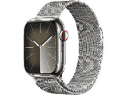 Apple Watch Series 9 GPS + Cellular 41mm Edelstahlgehäuse, Milanaise Armband, Silber; Smartwatch