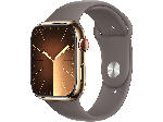 MediaMarkt Apple Watch Series 9 GPS + Cellular 45mm Edelstahlgehäuse, Sportarmband S/M, Gold/Tonbraun; Smartwatch - bis 01.05.2024