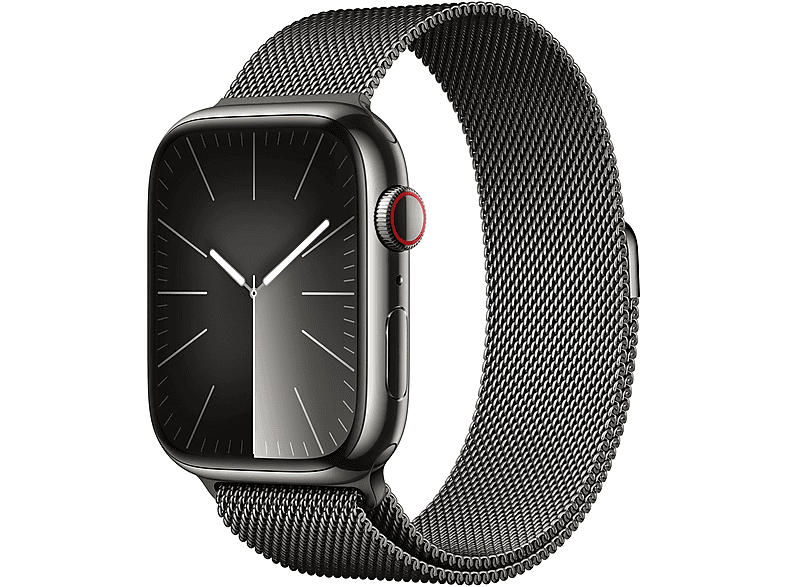 Apple Watch Series 9 GPS + Cellular 45mm Edelstahlgehäuse, Milanaise Armband, Graphite; Smartwatch
