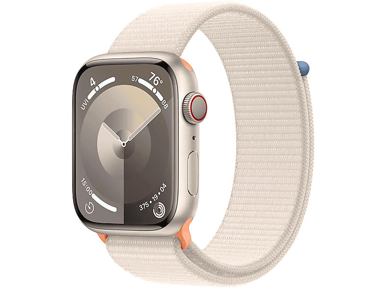 Apple Watch Series 9 GPS + Cellular 45mm Aluminiumgehäuse, Sport Loop, Polarstern; Smartwatch
