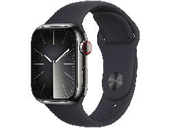 Apple Watch Series 9 GPS + Cellular 41mm Edelstahlgehäuse, Sportarmband M/L, Graphit/Mitternacht; Smartwatch