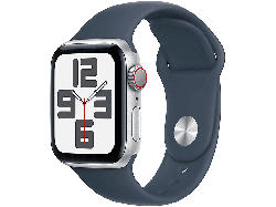 Apple Watch SE 2023 GPS + Cellular 40mm Aluminiumgehäuse, Sportarmband S/M, Silber/Sturmblau; Smartwatch