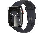 MediaMarkt Apple Watch Series 9 GPS + Cellular 45mm Edelstahlgehäuse, Sportarmband M/L, Graphit/Mitternacht; Smartwatch - bis 01.05.2024