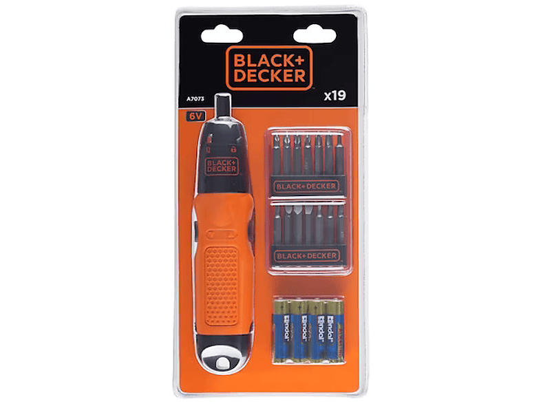 Black & Decker A7073-XJ 19tlg Batterie-Stabschrauber-Set + Zubehör; Schrauberset