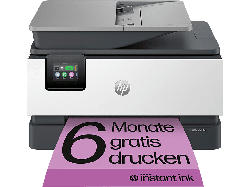 HP OfficeJet Pro 9122e Multifunktionsdrucker, Faxfunktion, 18 S/min Farbe, Tinte, Wi-Fi, Silber/Schwarz, HP+ 3 Monate Instant Ink