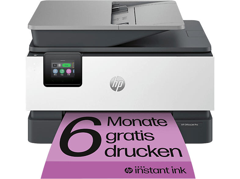 HP OfficeJet Pro 9122e, Faxfunktion, 18 S/min Farbe, Tinte, HP+ 3 Monate Instant Ink, Multifunktionsdrucker, WLAN, Tintendruck, Silber/Schwarz