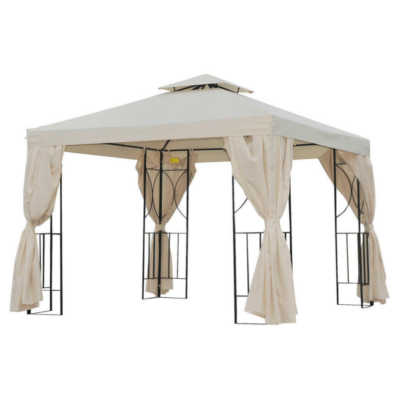 Outsunny Pavillon cremeweiß Polyester B/H/L: ca. 295x265x295 cm