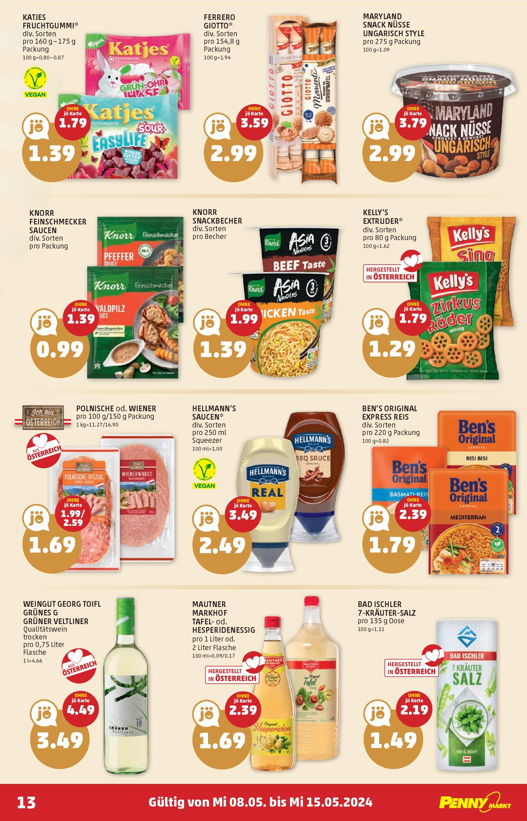 Penny Markt Flugblatt - Kärnten ab (08.05.2024) - Angebote, Prospekt | Seite: 13 | Produkte: Nüsse, Salz, Pfeffer, Reis
