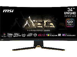 MSI MEG 342CDE QD OLED Curved Gaming Monitor, 34 Zoll, UWQHD, 175Hz, 0.03ms GTG, OLED, 250nits, Schwarz