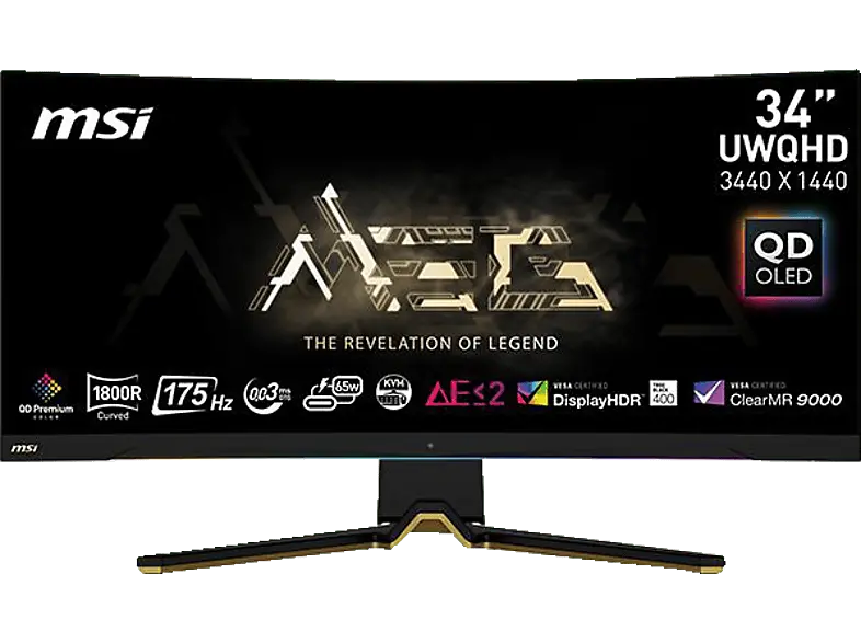 MSI MEG 342CDE QD 34,18 Zoll Curved Gaming Monitor, UWQHD, 0,03 ms Reaktionszeit, 250 cd/m², 175 Hz, Schwarz