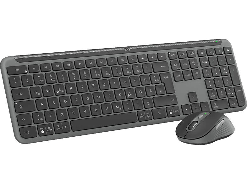 Logitech Signature Slim Combo MK950 Desktop Set, Bluetooth, USB-Empfänger, QWERTZ, Grafit