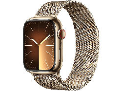 Apple Watch Series 9 GPS + Cellular 41mm Edelstahlgehäuse, Milanaise Armband, Gold; Smartwatch