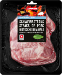 Steaks de porc BBQ Denner, entremêlés, nature, 4 x env. 170 g, les 100 g