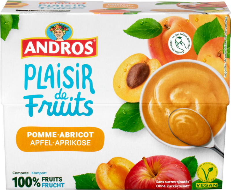 Pause Fruitée Pomme-Abricot Andros , sans sucres ajoutés, 400 g