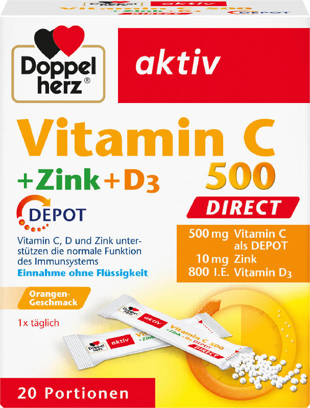 Doppelherz Vitamin C + Zink 500 Direct Depot Portionssticks