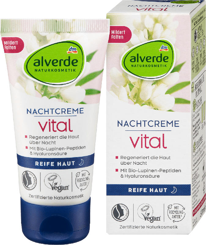 alverde NATURKOSMETIK Nachtcreme vital Bio-Lupinen-Peptide