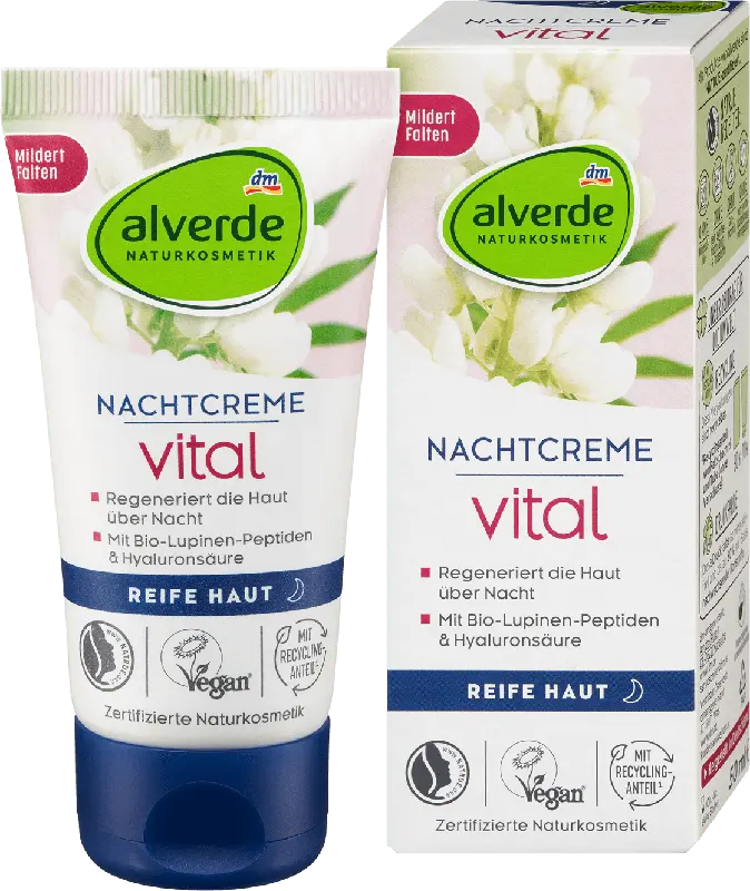 alverde NATURKOSMETIK Nachtcreme vital Bio-Lupinen-Peptide