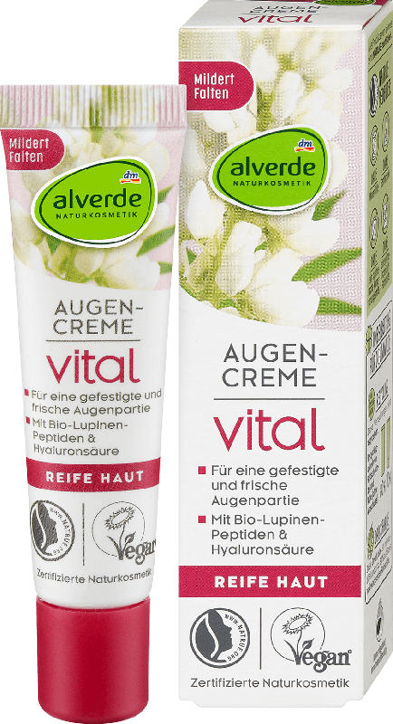 alverde NATURKOSMETIK Augencreme Vital mit Bio-Lupinen-Peptide