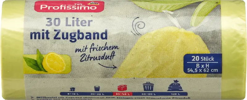 Profissimo Zugband-Müllbeutel mit Duft 30 Liter