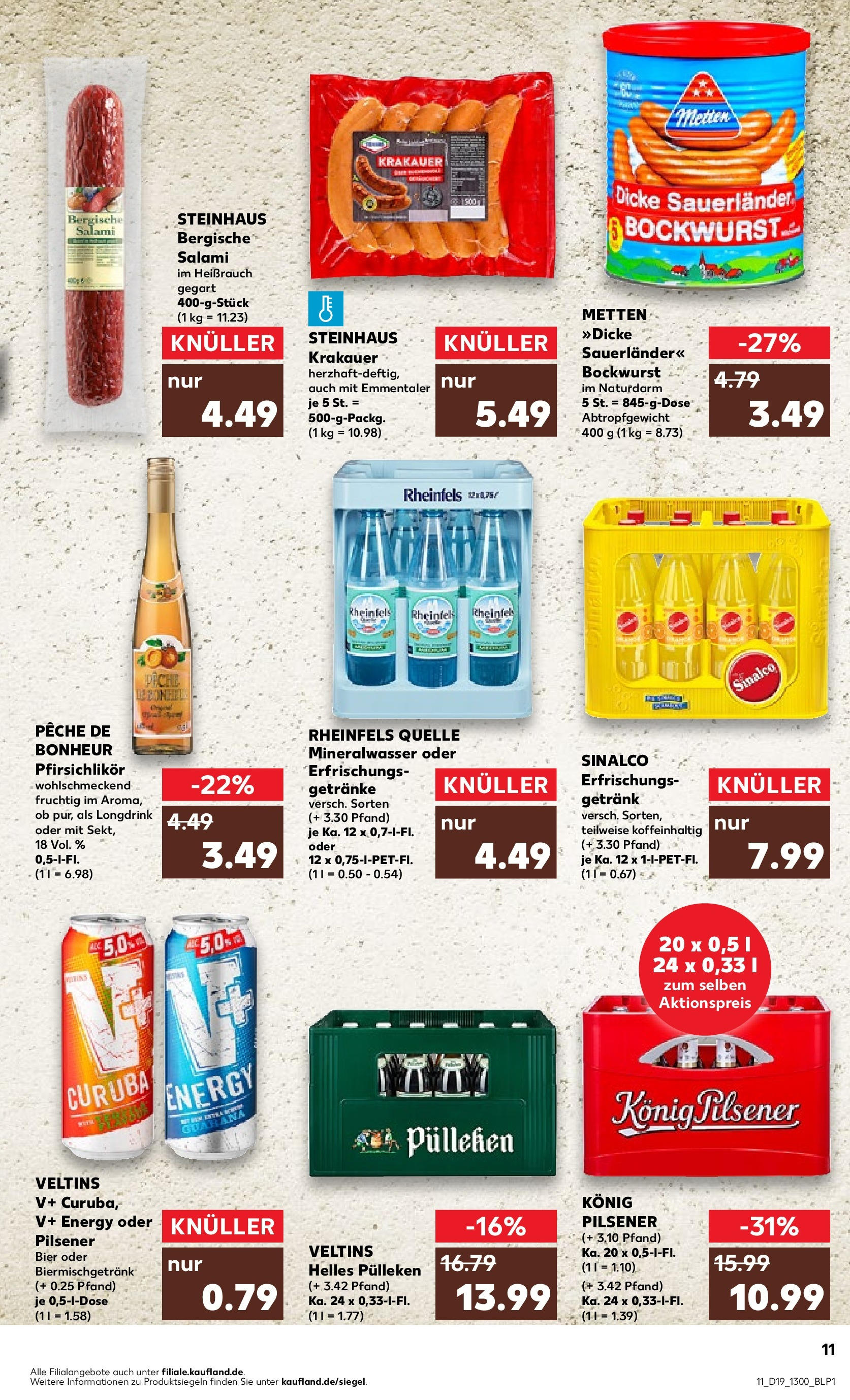 Kaufland - Nordrhein - Westfalen (ab 10.05.2024) » Angebote Online zum Blättern | Seite: 11 | Produkte: Bier, Mineralwasser, Salami