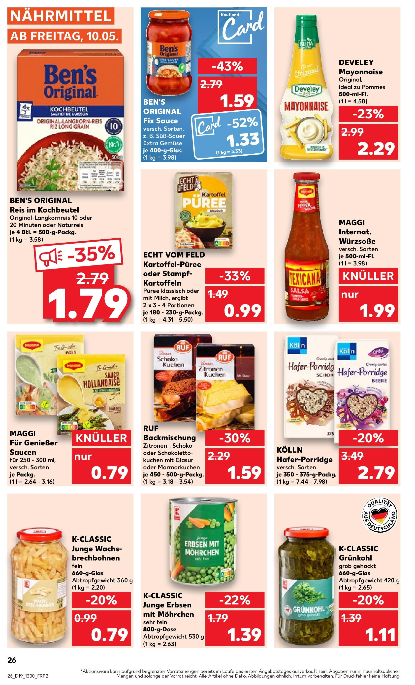 Kaufland - Nordrhein - Westfalen (ab 10.05.2024) » Angebote Online zum Blättern | Seite: 26 | Produkte: Kartoffeln, Gemüse, Reis, Erbsen