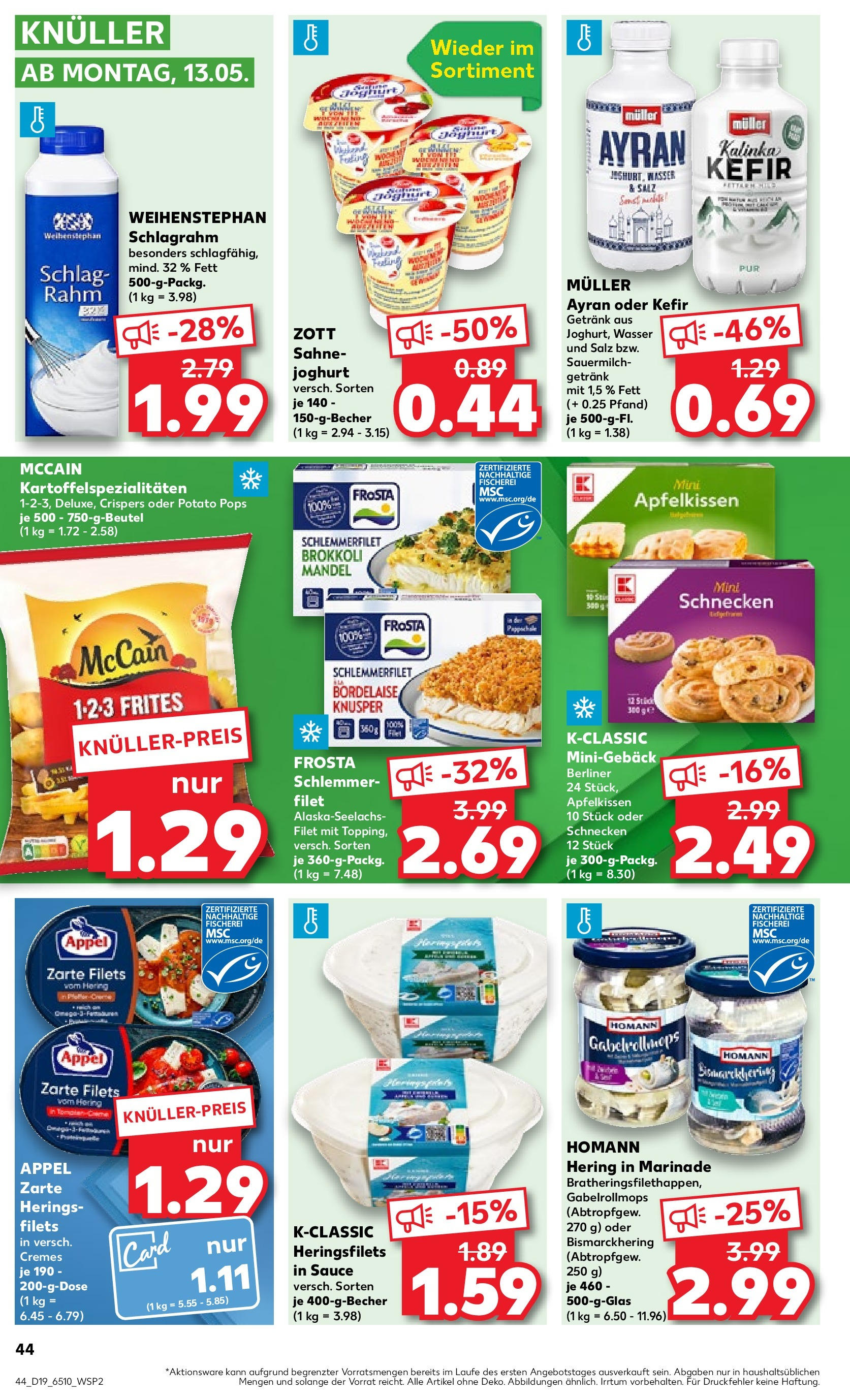Kaufland - Rheinland-Pfalz (ab 10.05.2024) » Angebote Online zum Blättern | Seite: 44 | Produkte: Joghurt, Wasser, Salz, Sahne