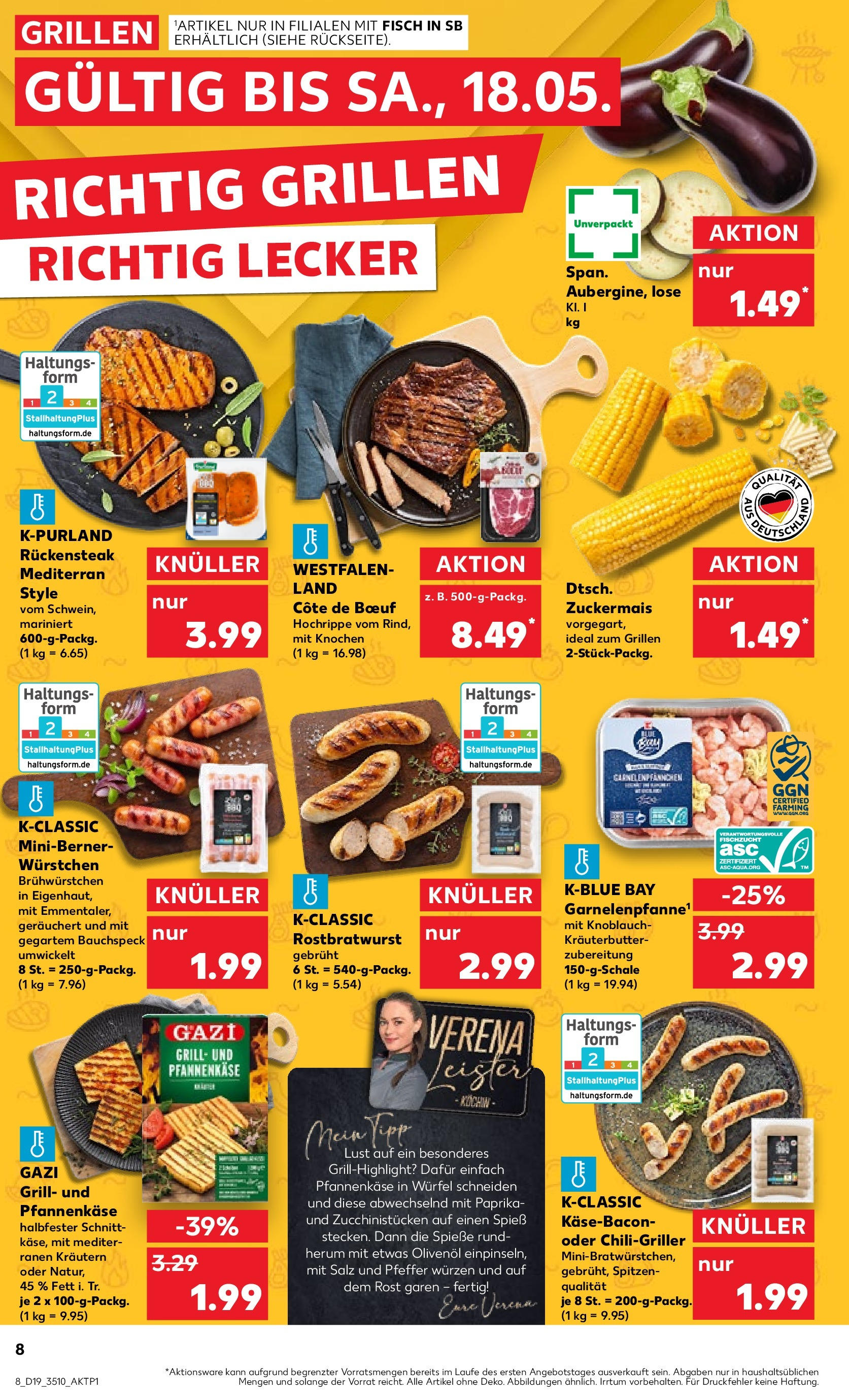 Kaufland Prospekt 	 (ab 10.05.2024) » Angebote Online zum Blättern | Seite: 8 | Produkte: Kräuterbutter, Spieße, Fisch, Salz