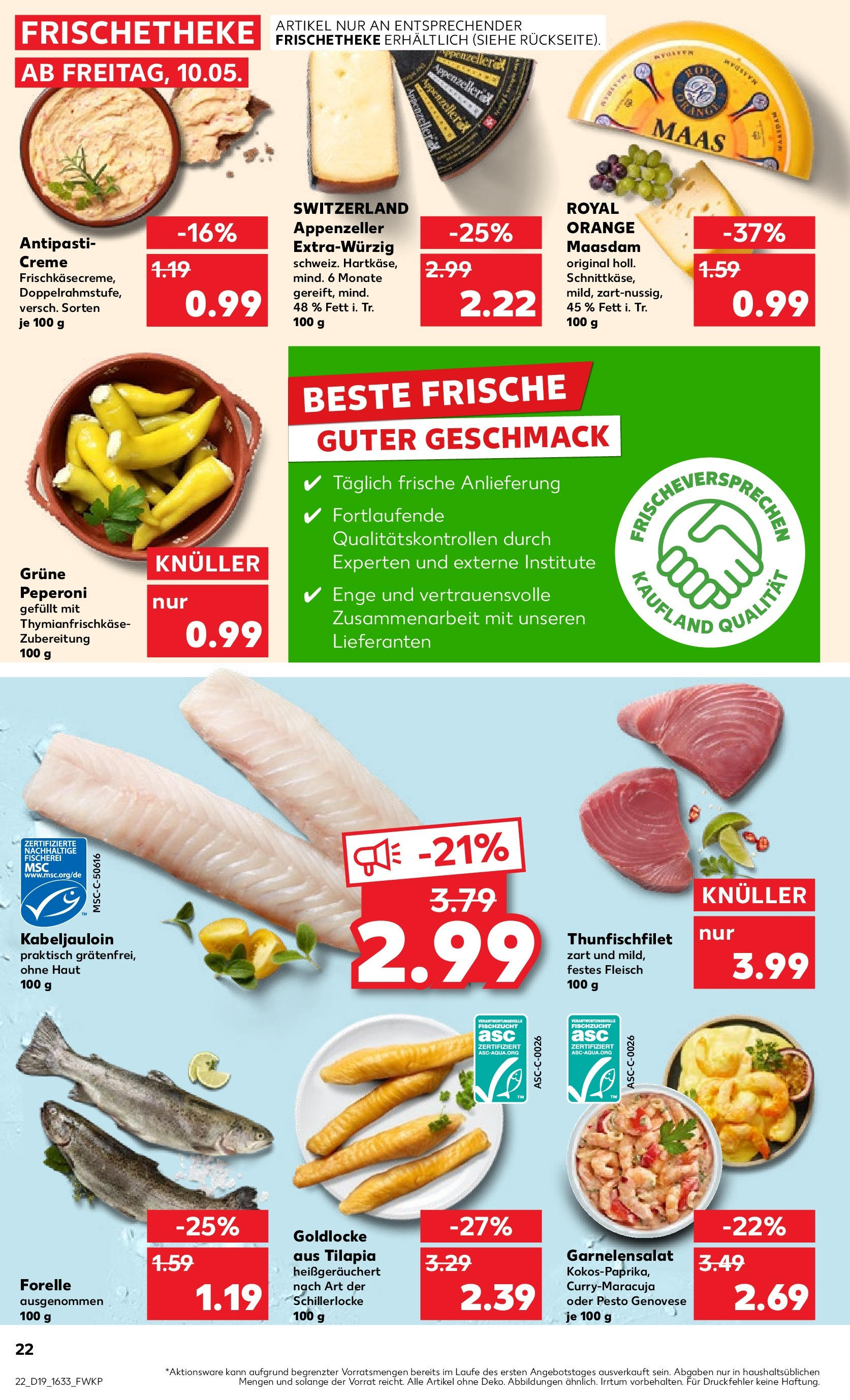 Kaufland - Bayern (ab 10.05.2024) » Angebote Online zum Blättern | Seite: 22 | Produkte: Ziegenkäse, Garnelen, Wurst, Salami
