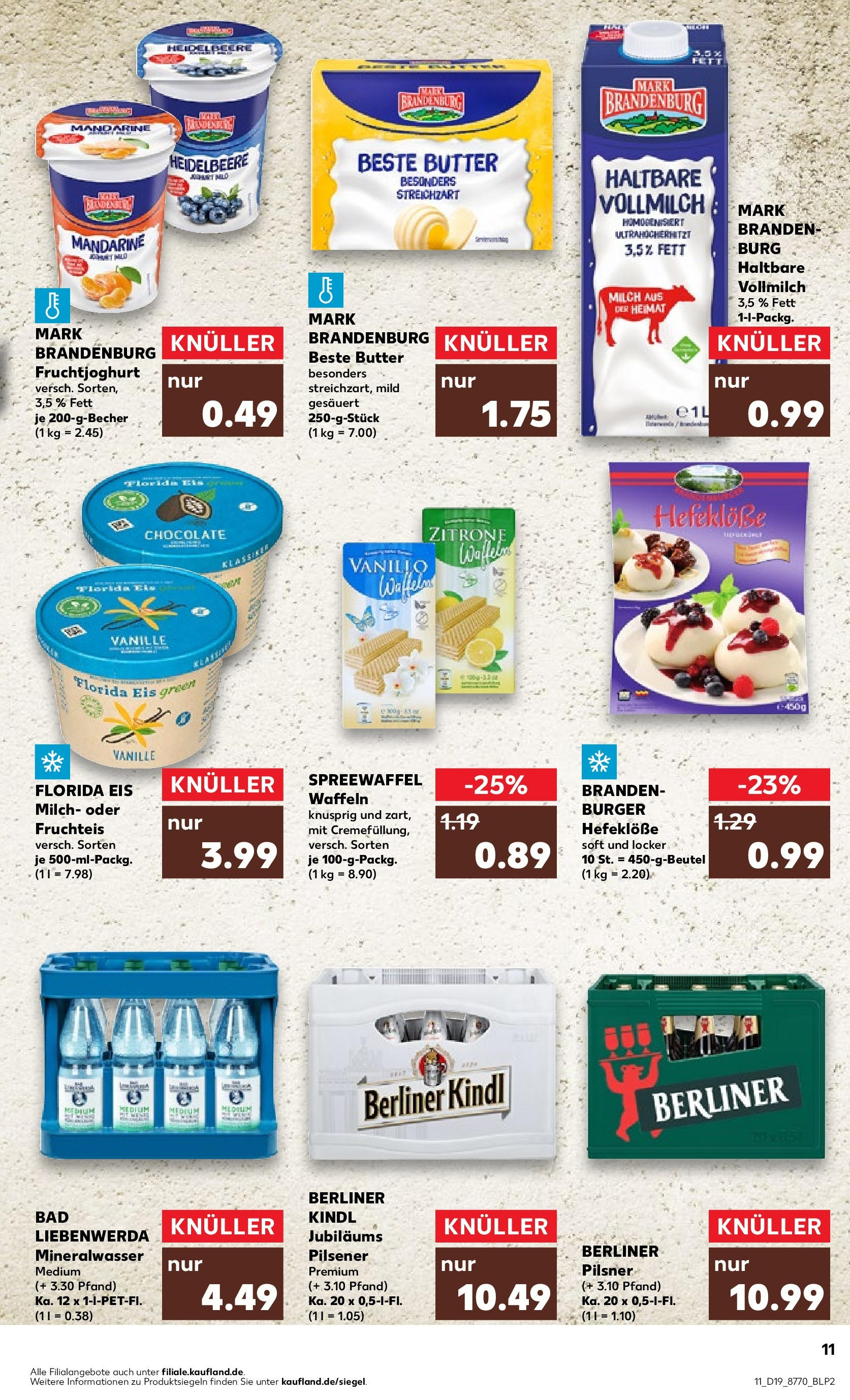 Kaufland - Berlin (ab 10.05.2024) » Angebote Online zum Blättern | Seite: 11 | Produkte: Butter, Burger, Fruchtjoghurt, Mineralwasser
