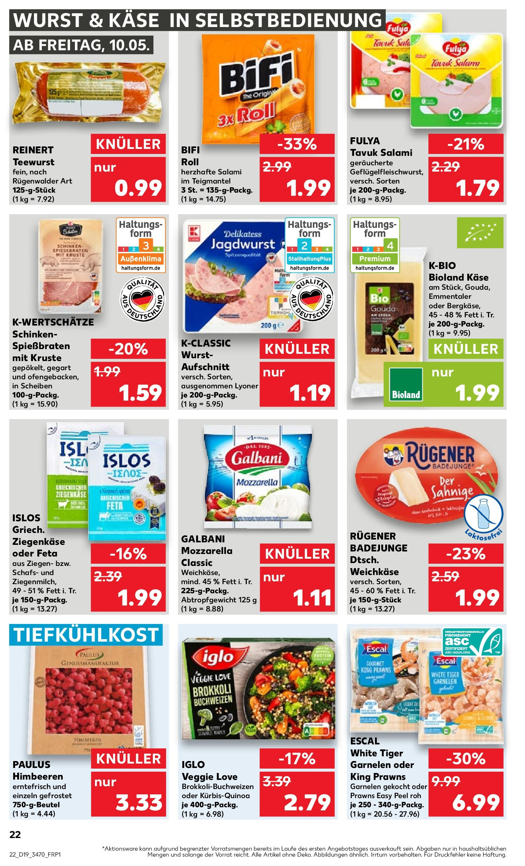 Kaufland - Berlin (ab 10.05.2024) » Angebote Online zum Blättern | Seite: 22 | Produkte: Käse, Gouda, Ziegenkäse, Salami