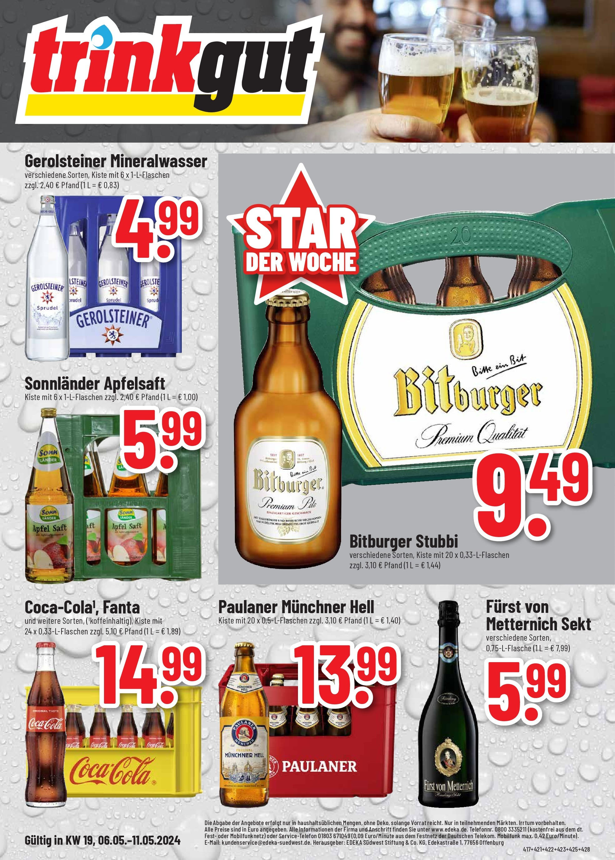 OFFERS - trinkgut: Wochenangebote (ab 05.05.2024) zum Blättern | Seite: 1 | Produkte: Coca cola, Sekt, Apfelsaft, Saft