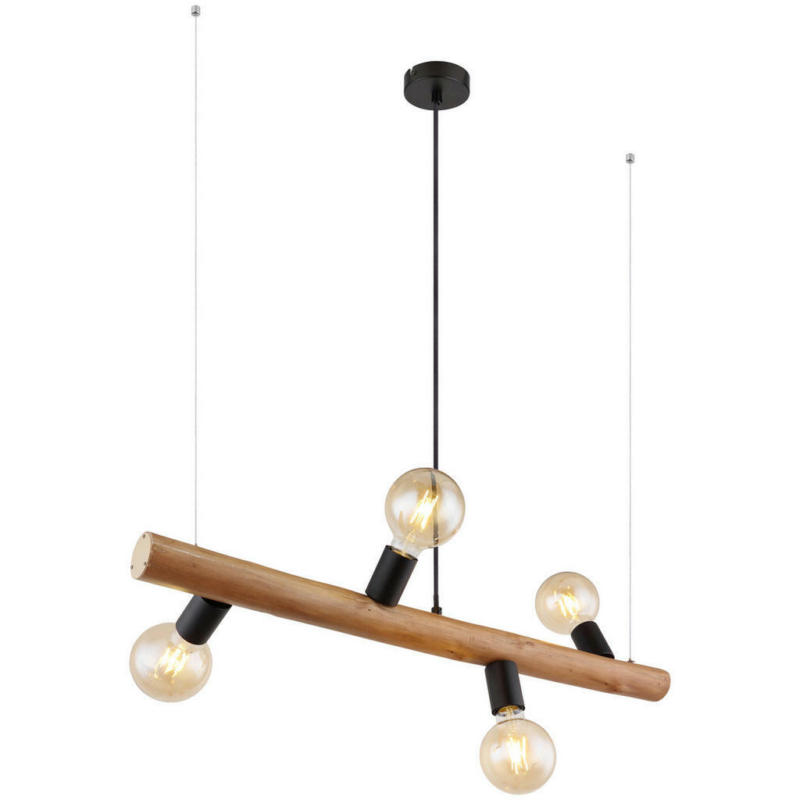 GLOBO Pendelleuchte KIRA 15531-4H dunkelbraun schwarz Holz Metall B/H/T: ca. 17x150x80 cm 4.0 Brennstellen