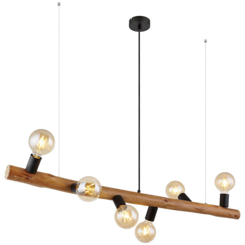 GLOBO Pendelleuchte KIRA 15531-6H schwarz dunkelbraun Holz Metall B/H/T: ca. 17x150x115 cm 6.0 Brennstellen