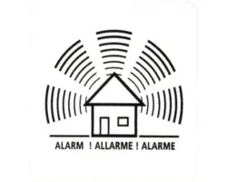Warnschild Alarm, 75x75 mm, zum Aufkleben, weiß