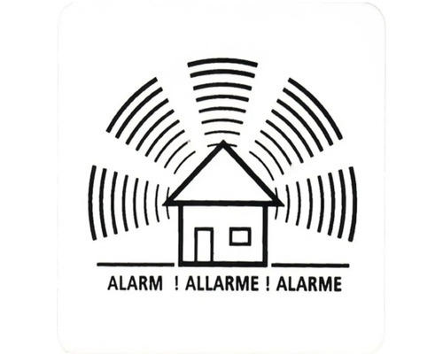 Warnschild Alarm, 75x75 mm, zum Aufkleben, weiß