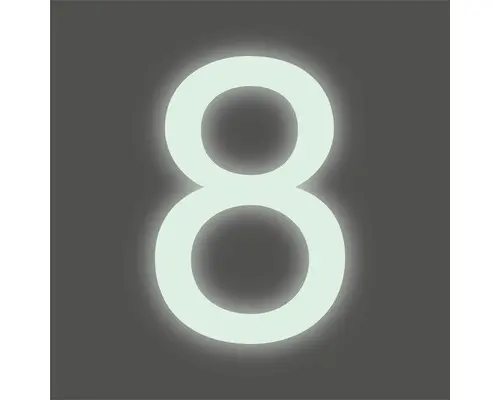 Hausnummer 8 Kunststoff H 120 mm, zum Kleben, Photo-lumineszierend