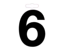 Klebeziffer Türschild Zahl "6" Kunststoff 100x120 mm, zum Kleben, schwarz