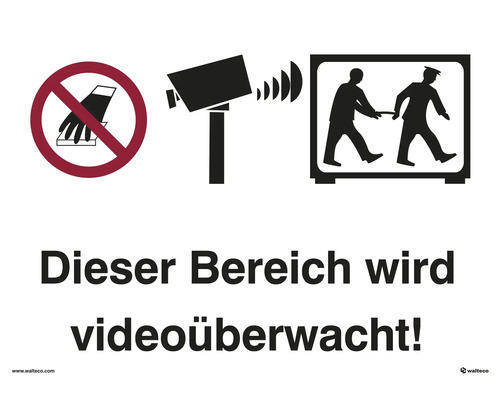 Hinweisschild "Dieser Bereich wird videoüberwacht" 210x148 mm, Kunststoff