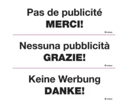 Hinweisschild "Keine Werbung" 75x75 mm, zum Kleben