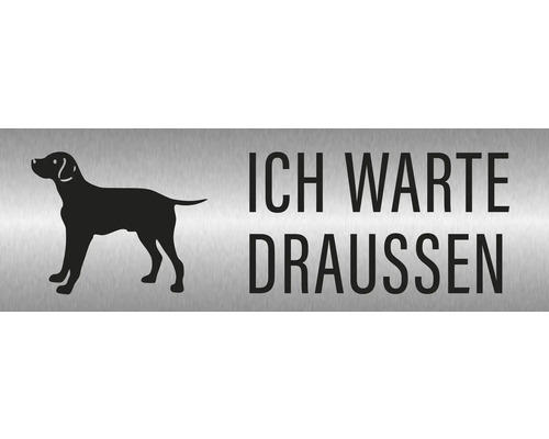 Hinweisschild "Ich warte draußen" 240x80 mm, Edelstahl