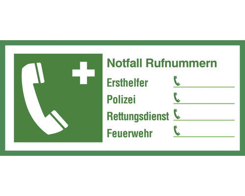 Hinweisschild "Wichtige Telefonnummern" 150x75 mm, zum Kleben