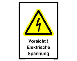 Warnschild "Vorsicht! Elektrische Spannung" 210x148 mm, Kunststoff