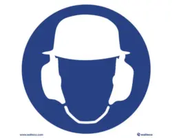 Hinweisschild "Schutzhelm und Gehörschutz tragen" 150x150 mm, Kunststoff