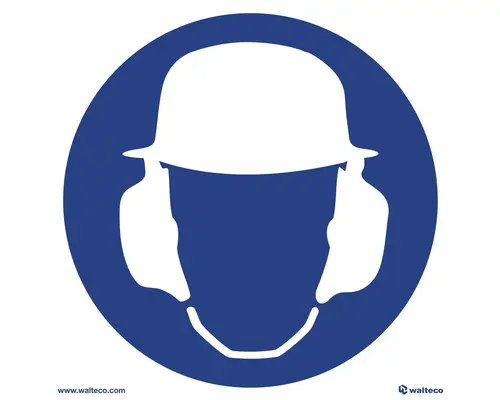 Hinweisschild "Schutzhelm und Gehörschutz tragen" 150x150 mm, Kunststoff