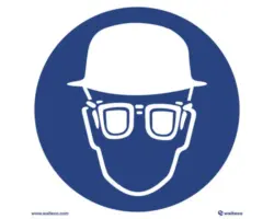 Hinweisschild "Schutzhelm und Schutzbrille tragen" 150x150 mm, Kunststoff