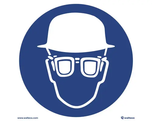 Hinweisschild "Schutzhelm und Schutzbrille tragen" 150x150 mm, Kunststoff