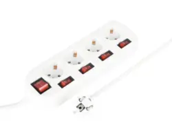 Steckdosenleiste Q-Link 4-fach 1,5 m, mit einem Schalter pro Stecker, weiß/grau