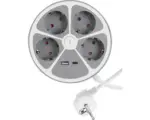 Hornbach Steckdosenverteiler Q-Link 4-fach rund 1,5 m, mit USB A und USB C, weiß/grau