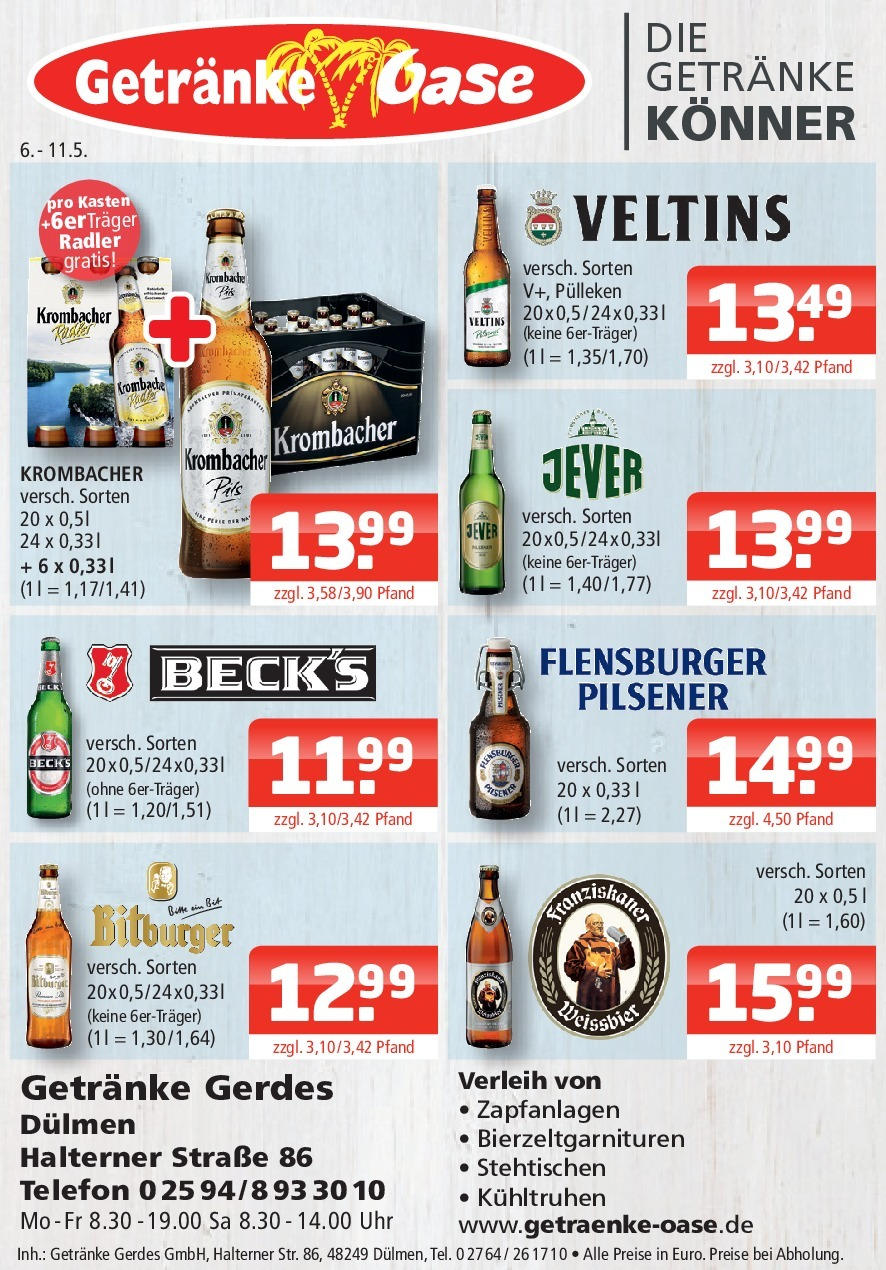 OFFERS - Getränke Oase: Wochenangebote! (ab 05.05.2024) zum Blättern | Seite: 1 | Produkte: Telefon, Uhr